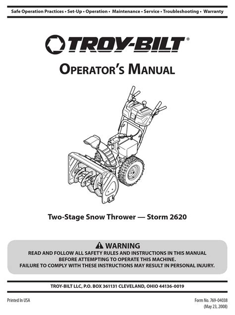 Troy bilt snow blower troubleshooting - Troy-Bilt Snow Blower 721. Troy-Bilt Single Stage Snow Thrower Operator's Manual. Pages: 16. See Prices. Garden product manuals and free pdf instructions. Find the user manual you need for your lawn and garden product and more at ManualsOnline.